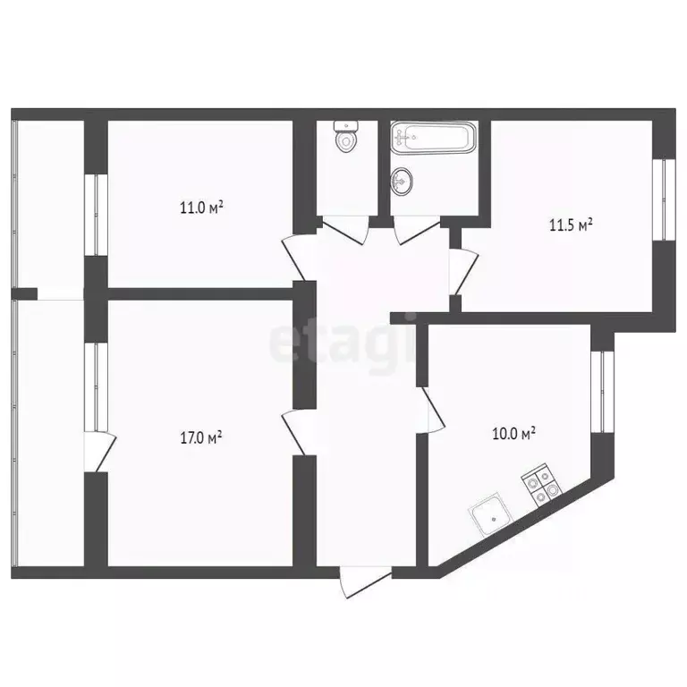 3-к кв. Тюменская область, Тюмень ул. Московский Тракт, 123 (66.3 м) - Фото 2