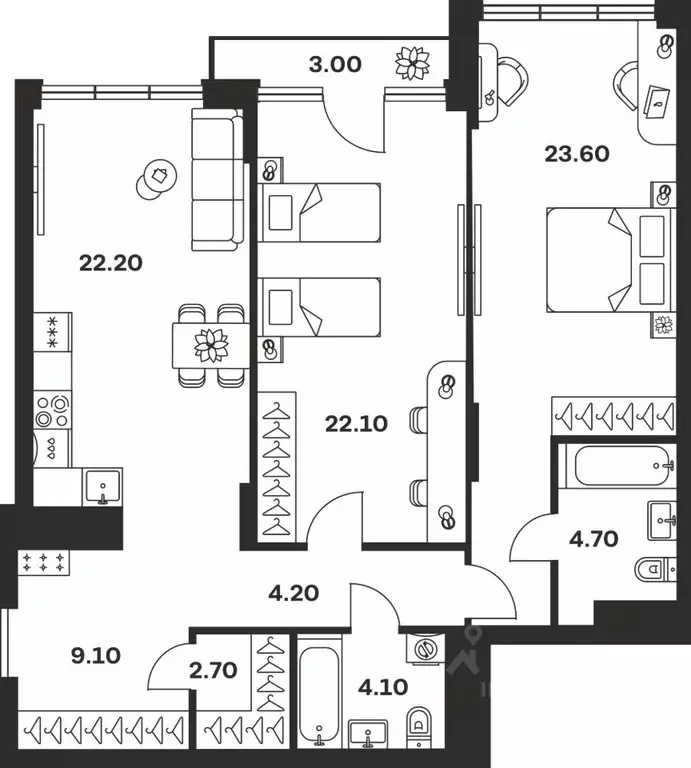 2-к кв. Тульская область, Тула ул. Фридриха Энгельса, 62 (95.7 м) - Фото 1