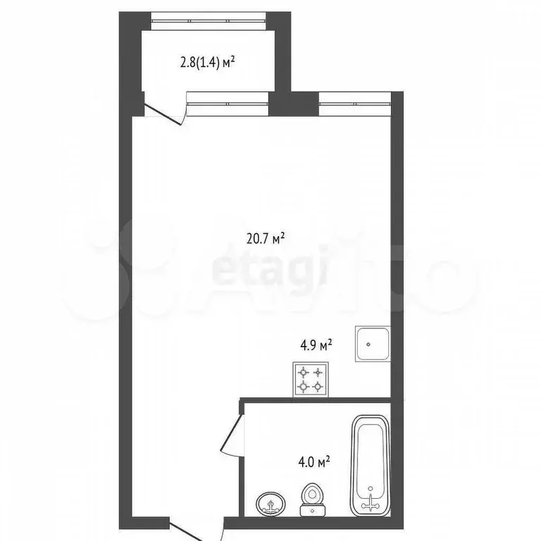 Квартира-студия, 30 м, 16/38 эт. - Фото 0
