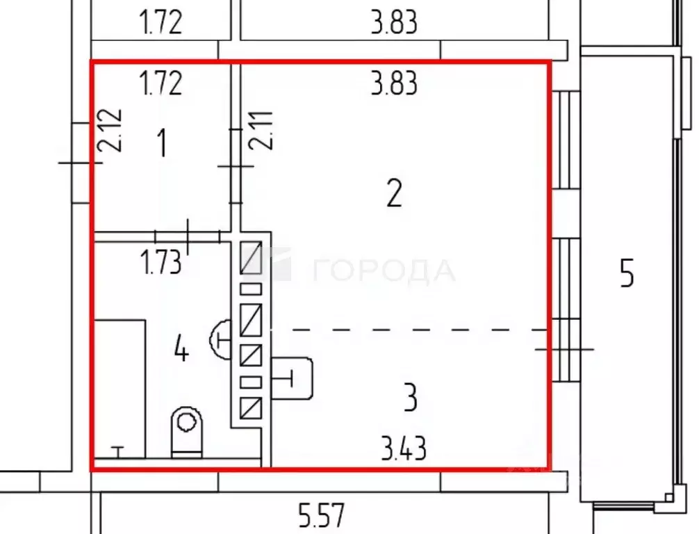 Студия Новосибирская область, Новосибирск Овражная ул., 3 (26.8 м) - Фото 0