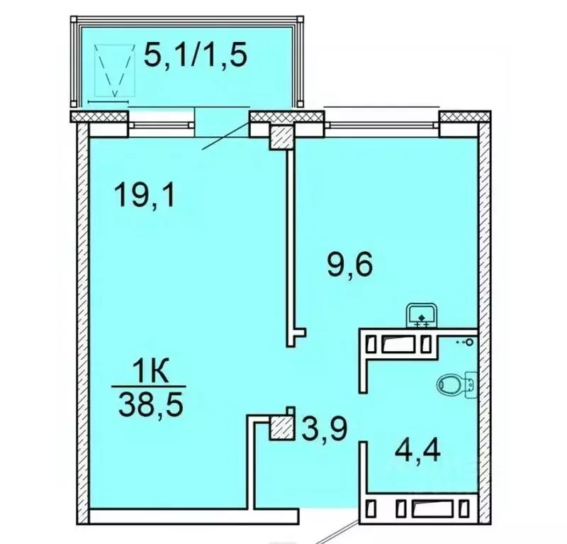 1-к кв. Красноярский край, Красноярск ул. Калинина, 175 (37.4 м) - Фото 1