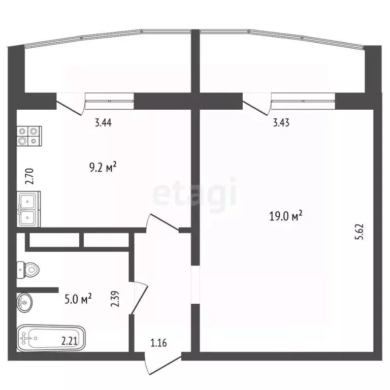 1-к кв. Тюменская область, Тюмень ул. Александра Митинского, 5 (37.0 ... - Фото 1