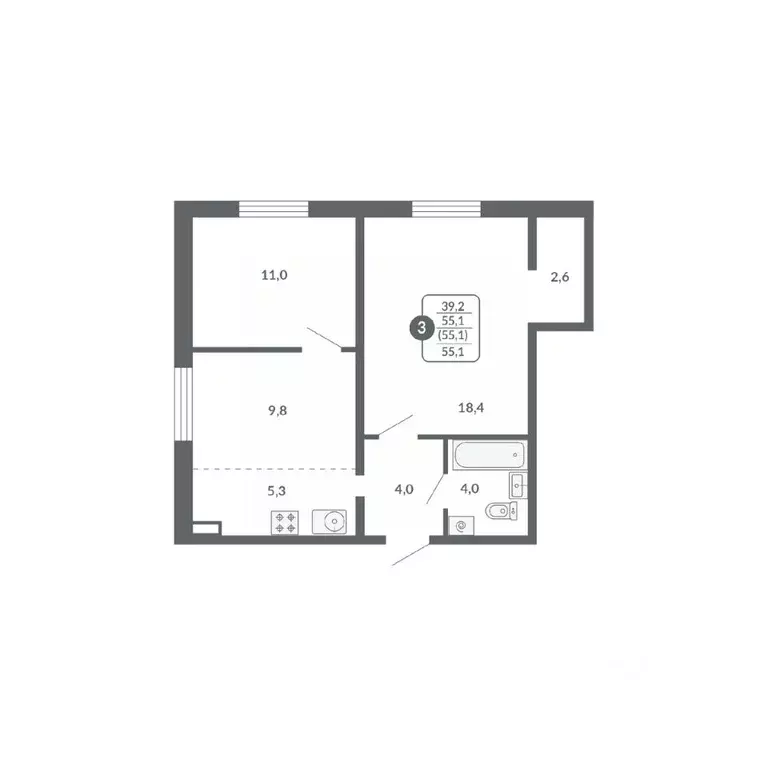 3-к кв. Кировская область, Киров ул. Потребкооперации, 34 (55.1 м) - Фото 1