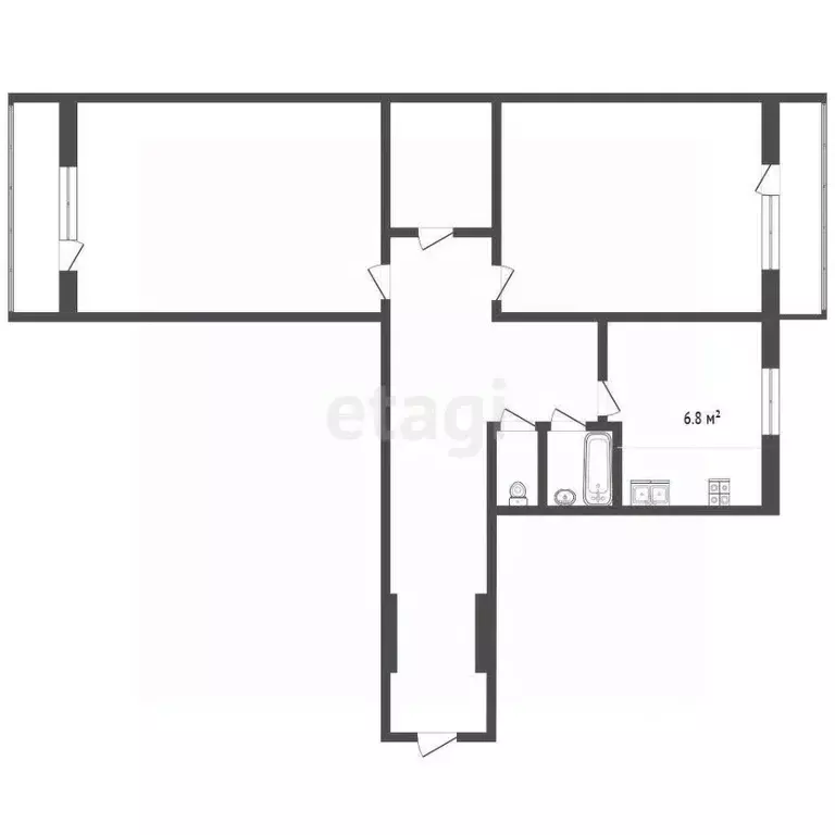 2-к кв. Челябинская область, Челябинск Комсомольский просп., 32 (54.6 ... - Фото 2