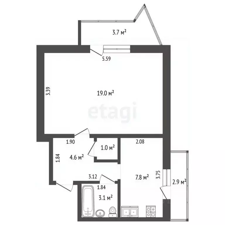 2-к кв. Крым, Феодосия ул. Гарнаева, 67 (47.2 м) - Фото 2