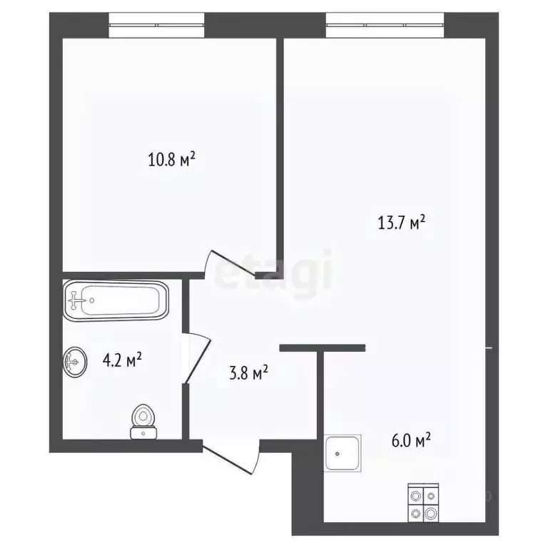 1-к кв. Тюменская область, Тюмень ул. Республики, 204к12 (38.5 м) - Фото 2