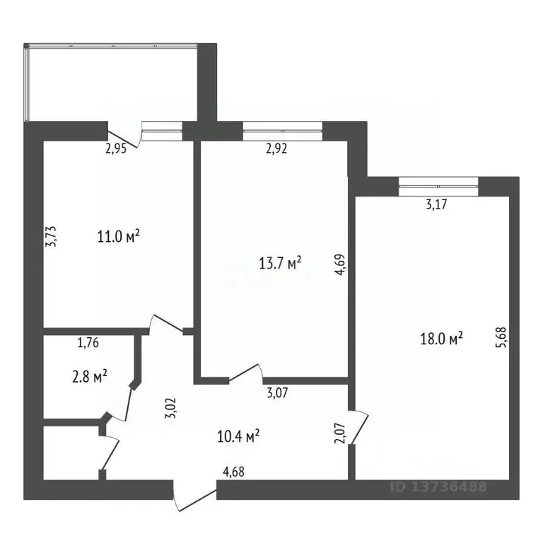 2-к кв. Амурская область, Благовещенск Игнатьевское ш., 16/5 (57.1 м) - Фото 2
