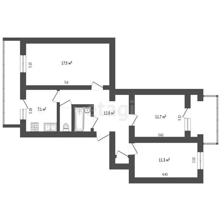 2-комнатная квартира: Севастополь, улица Генерала Жидилова, 32 (50.7 ... - Фото 1
