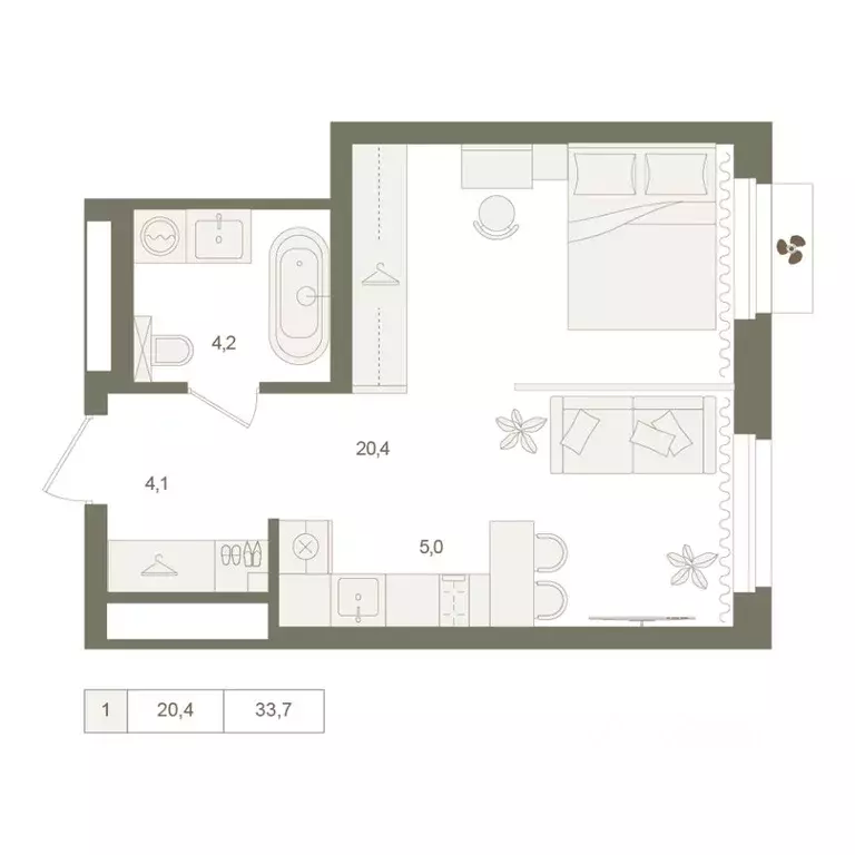 1-к кв. Башкортостан, Уфа Родина Парк жилой комплекс (33.7 м) - Фото 1