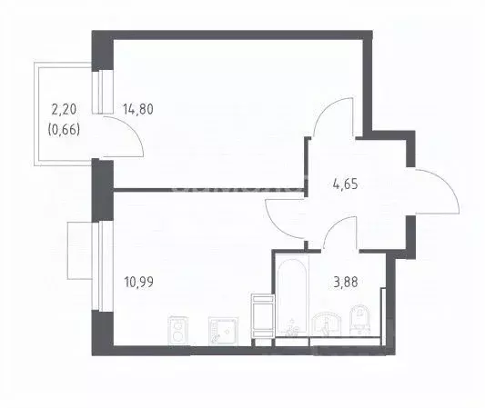 1-к кв. Московская область, Химки городской округ, д. Юрлово 2 (34.98 ... - Фото 1