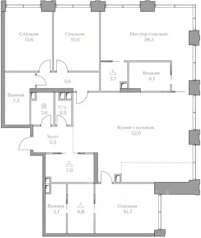 4-к кв. Москва Коллекция Лужники жилой комплекс (180.2 м) - Фото 1