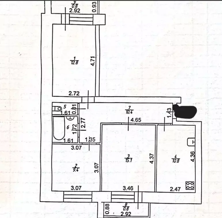 3-комнатная квартира: Зеленодольск, улица Комарова, 13 (62.6 м) - Фото 1