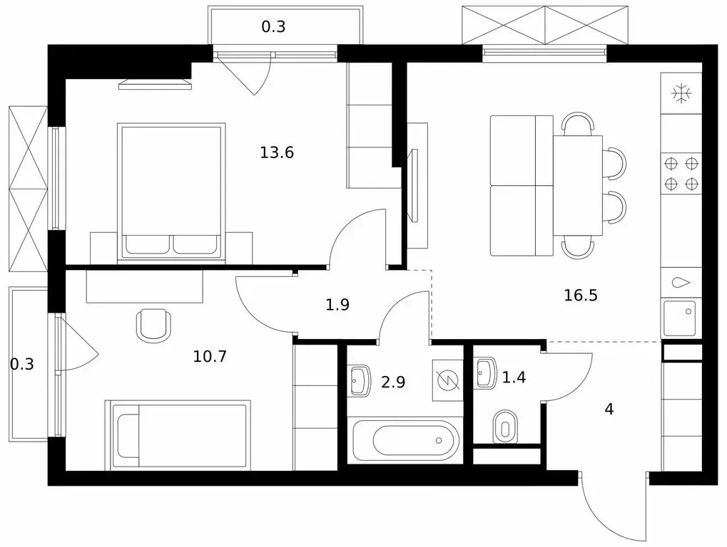 2-комнатная квартира: Мытищи, жилой комплекс Яуза Парк, к11 (51.6 м) - Фото 1