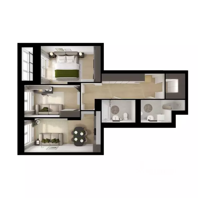 2-к кв. Ярославская область, Ярославль Волга Парк жилой комплекс (67.5 ... - Фото 2