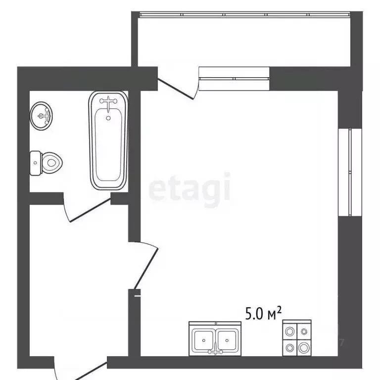 Студия Севастополь Севастопольская зона ЮБК кв-л, 14Вс2 (43.0 м) - Фото 2