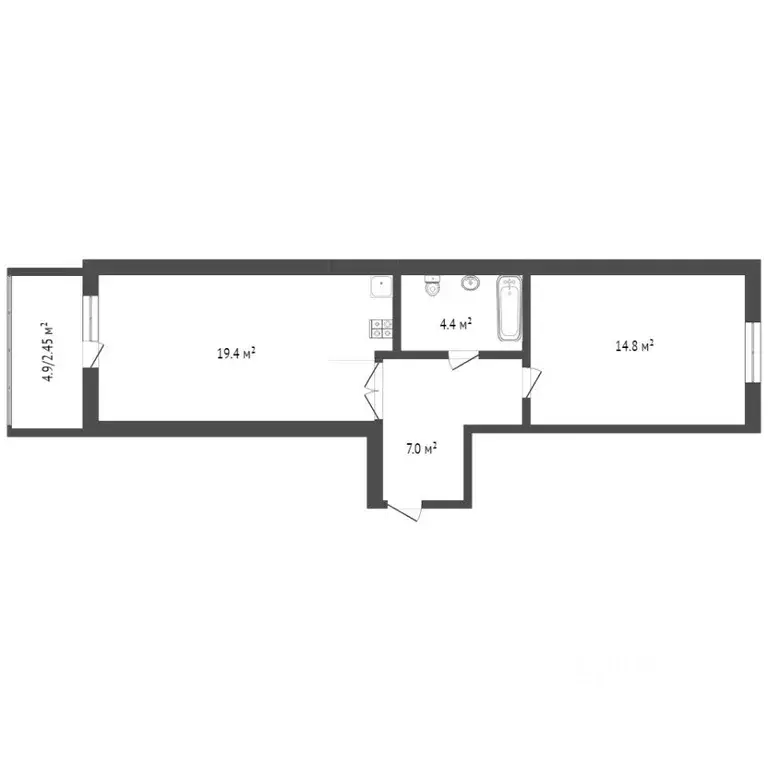 2-к кв. Ростовская область, Ростов-на-Дону Заводская ул., 35 (50.1 м) - Фото 1