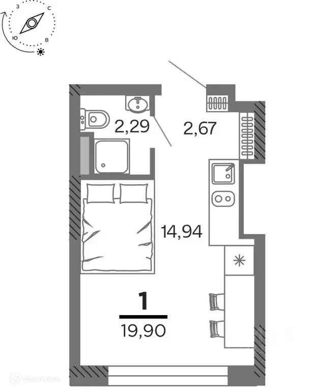 1-к кв. Рязанская область, Рязань Олимпийский городок мкр, 10 (19.9 м) - Фото 1