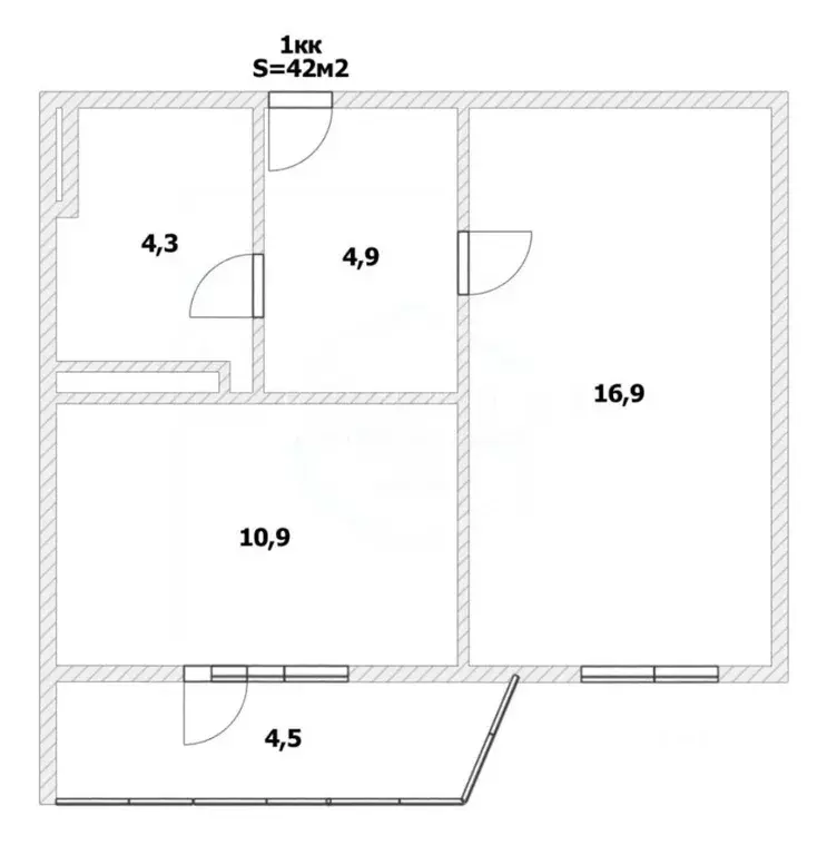 1-к кв. Калининградская область, Калининград Аэропортная ул., 11 (42.0 ... - Фото 2