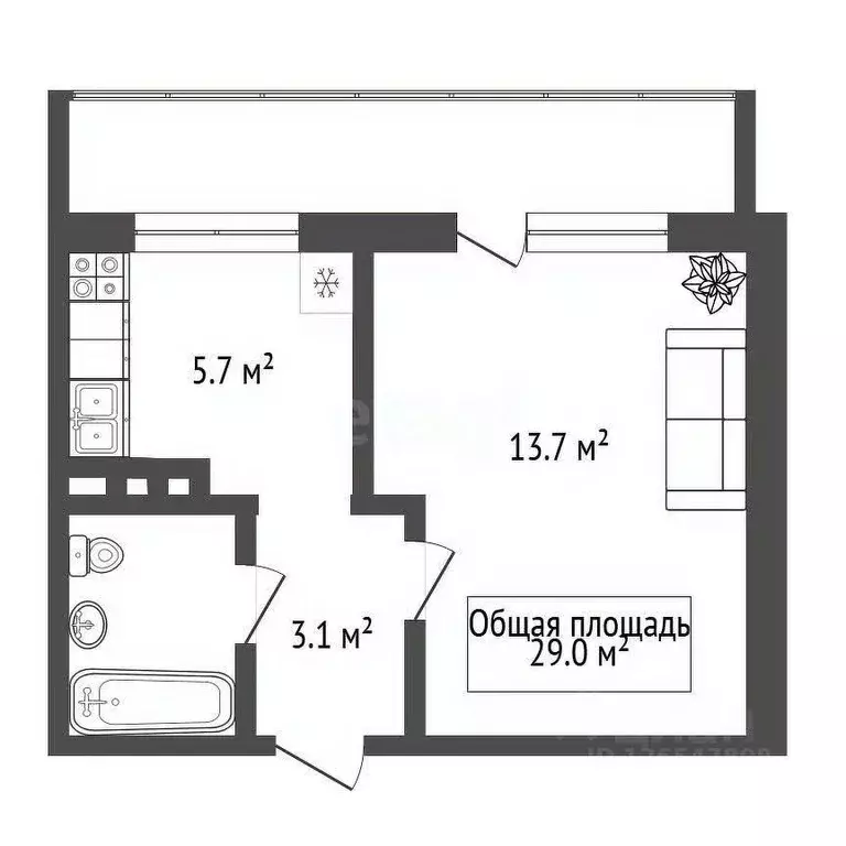 1-к кв. Новосибирская область, Новосибирск ул. Петухова, 99/1 (25.6 м) - Фото 1