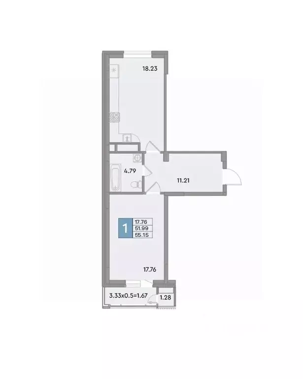 1-к кв. Краснодарский край, Краснодар ул. Шоссе Нефтяников, 26 (55.15 ... - Фото 0