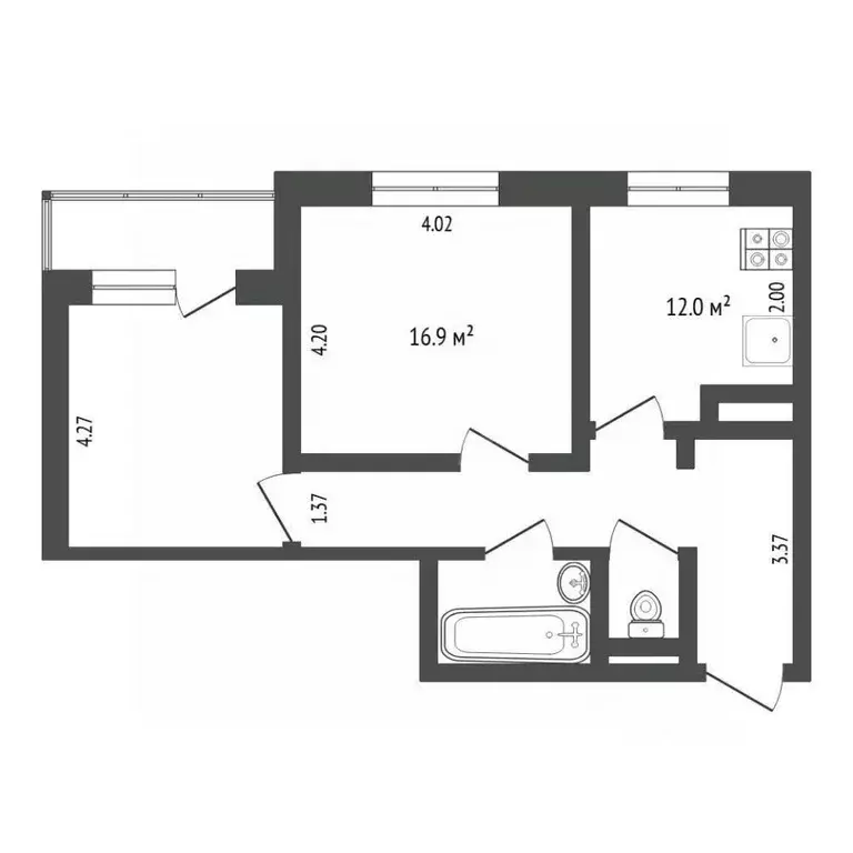 2-к кв. Тюменская область, Тюмень ул. Николая Ростовцева, 25 (58.3 м) - Фото 2