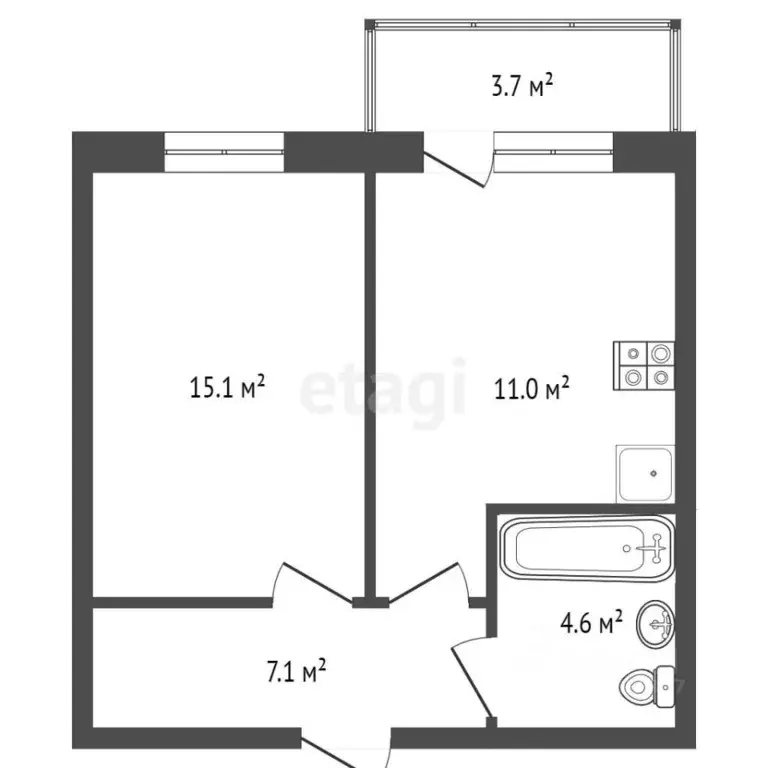 1-к кв. Краснодарский край, Новороссийск ул. Куникова, 55к1 (36.2 м) - Фото 2