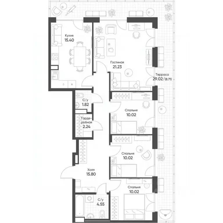 4-к кв. Татарстан, Казань Квартал Сюита жилой комплекс (99.81 м) - Фото 1