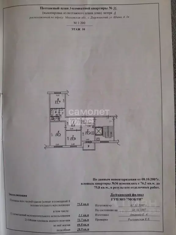 3-к кв. Московская область, Дзержинский ул. Шама, 1в (76.0 м) - Фото 1