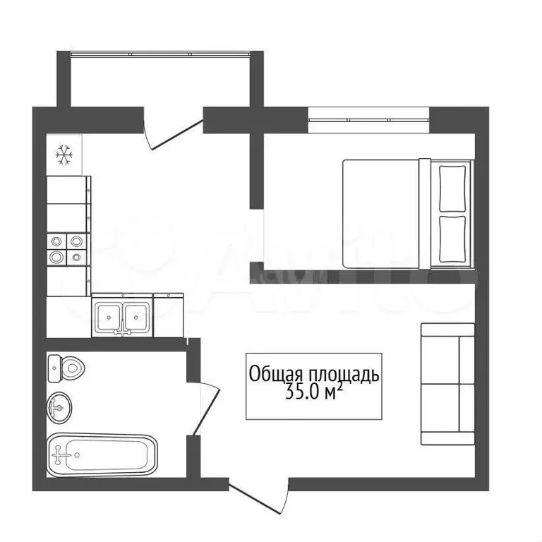 Квартира-студия, 35 м, 6/15 эт. - Фото 0