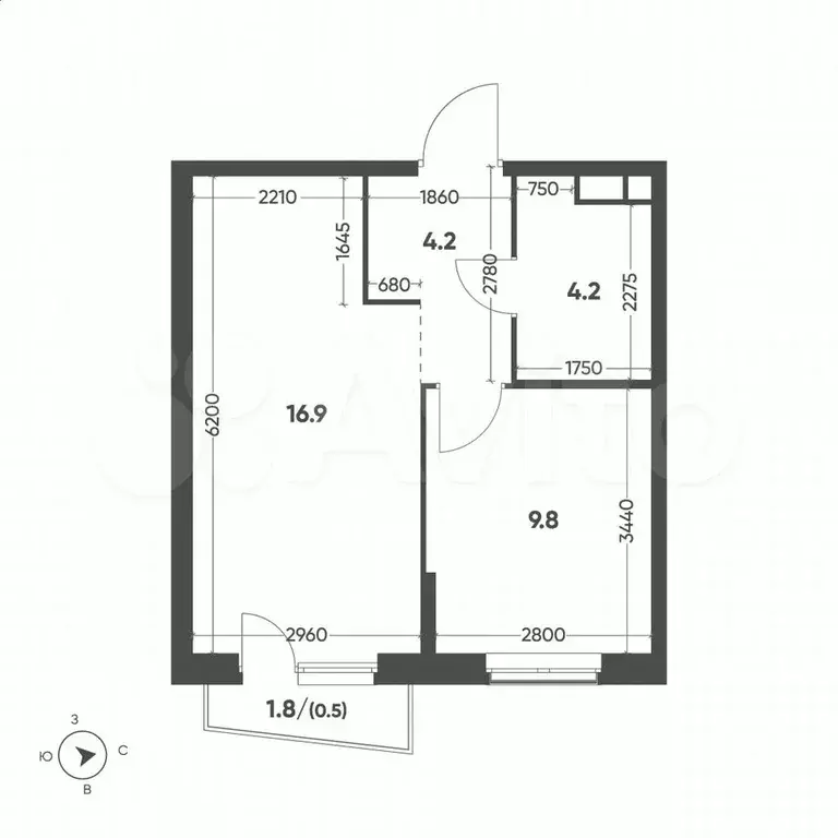 1-к. квартира, 35,6 м, 12/15 эт. - Фото 1