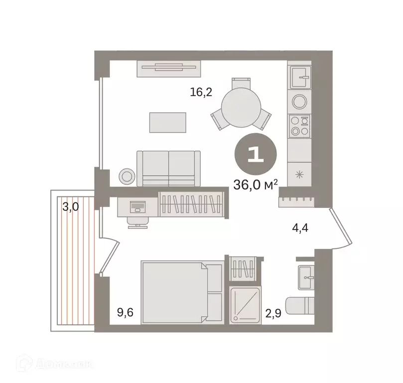 Продаётся 1-к квартира, 36.01 м - Фото 0