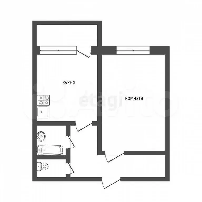 1-к. квартира, 34 м, 5/10 эт. - Фото 0