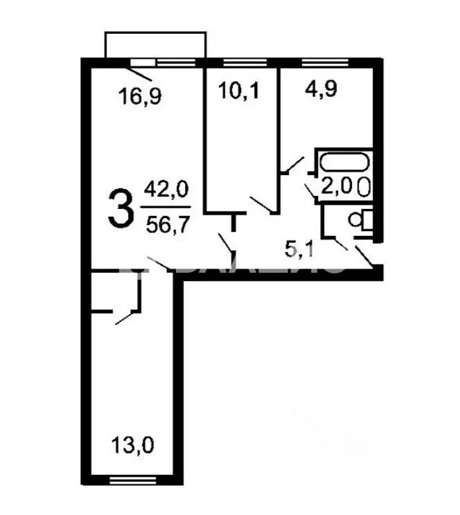 3-к кв. Московская область, Одинцово Союзная ул., 28 (57.3 м) - Фото 2