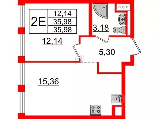 1-к кв. Санкт-Петербург ул. Челюскина, 10 (35.98 м) - Фото 0