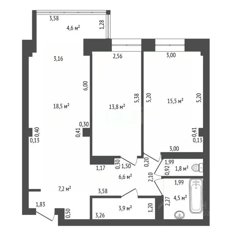 3-к кв. Башкортостан, Уфа ул. Заки Валиди, 58 (77.0 м) - Фото 1