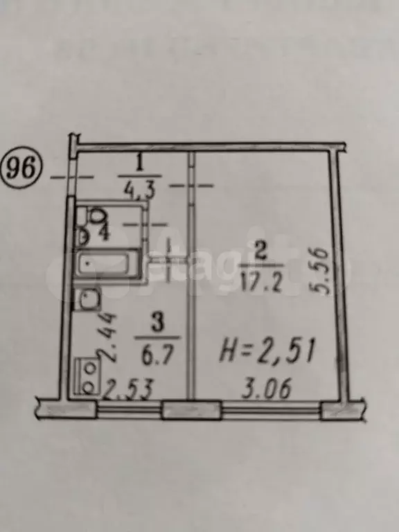 1-к. квартира, 31,2 м, 5/5 эт. - Фото 0