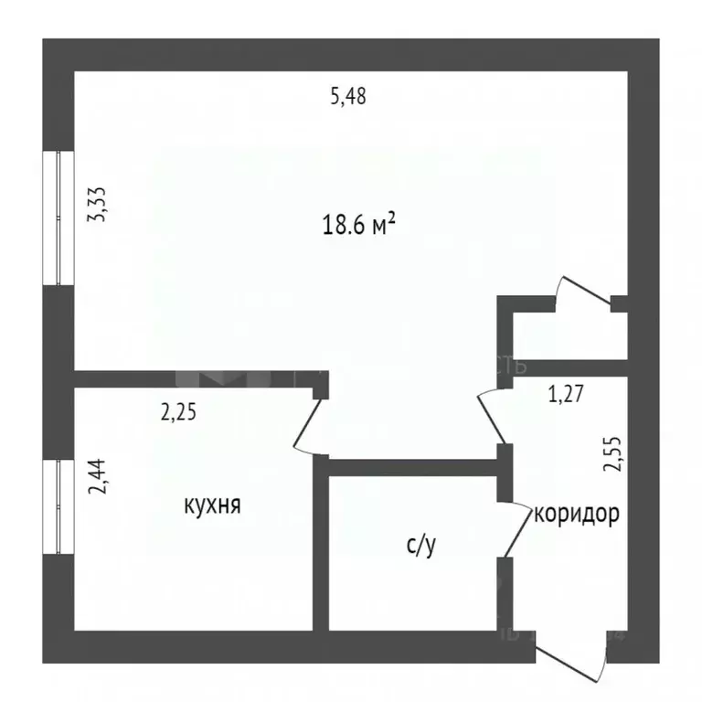 1-к кв. Тюменская область, Тюмень ул. Республики, 6а (30.2 м) - Фото 2