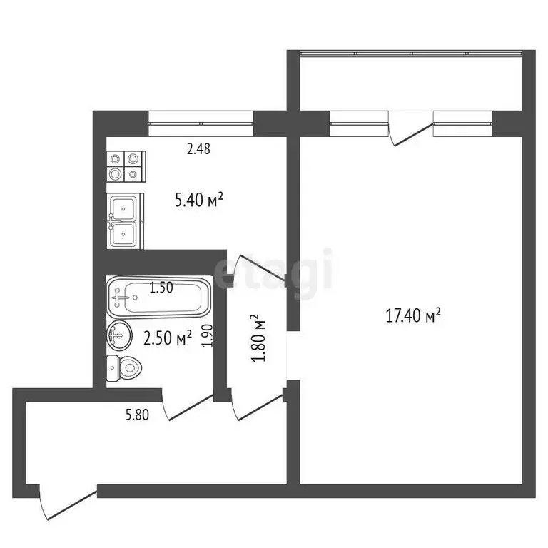 1-комнатная квартира: Самара, улица Антонова-Овсеенко, 93А (31.8 м) - Фото 1
