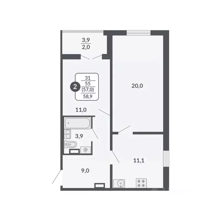 2-к кв. Кировская область, Киров ул. Щорса, 53 (57.0 м) - Фото 0