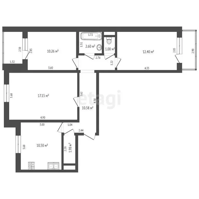 3-комнатная квартира: Ишеевка, Новокомбинатовская улица, 41 (65.8 м) - Фото 0
