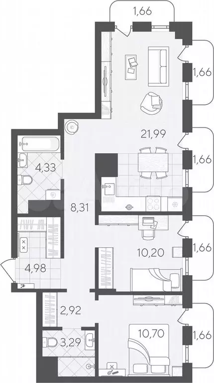2-к. квартира, 75 м, 18/24 эт. - Фото 0