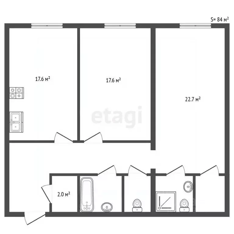 2-к кв. Санкт-Петербург ш. Революции, 3к2 (83.6 м) - Фото 2