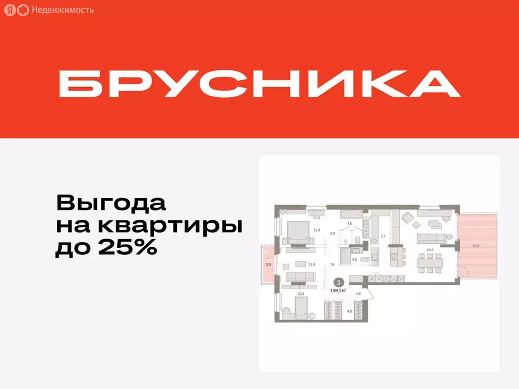 3-комнатная квартира: Тюмень, жилой комплекс На Минской (139.11 м) - Фото 0