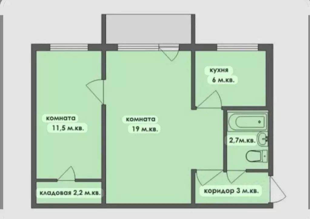 2-к кв. Псковская область, Печоры Рижская ул., 2 (44.4 м) - Фото 2