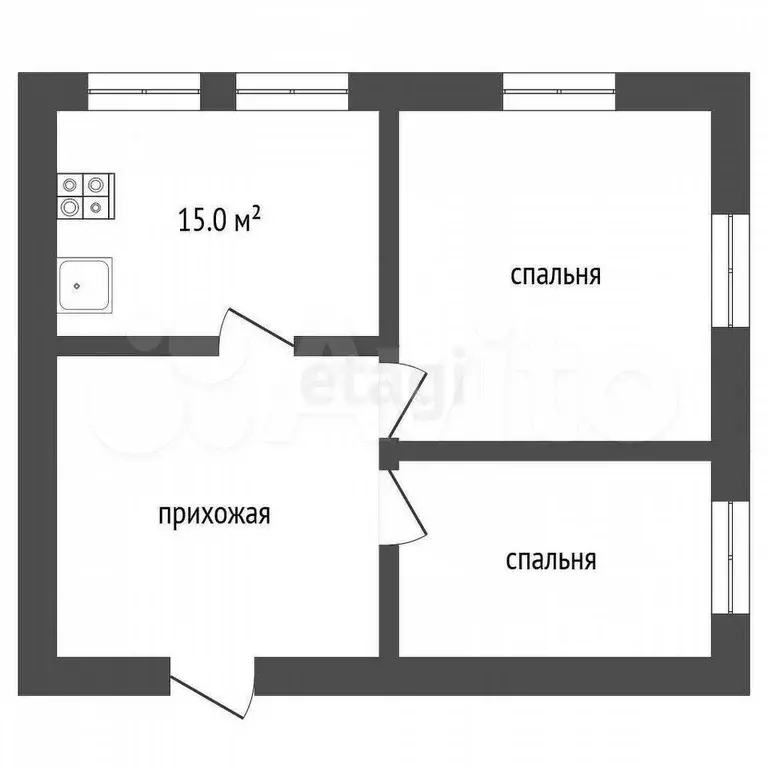 2-к. квартира, 56 м, 1/1 эт. - Фото 0