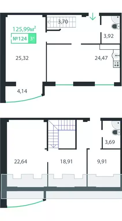 3-комнатная квартира: Симферополь, Битакская улица, 17В (123.92 м) - Фото 1