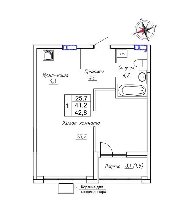 Квартира-студия: Новый, улица Ленина, 6с2 (42.8 м) - Фото 0
