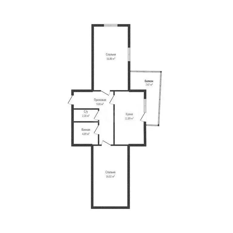 2-комнатная квартира: Краснодар, улица Шумана, 2 (61.6 м) - Фото 1