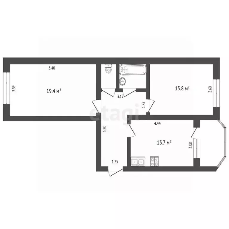 2-к кв. Московская область, Коломна Окский просп., 3Б (65.9 м) - Фото 2