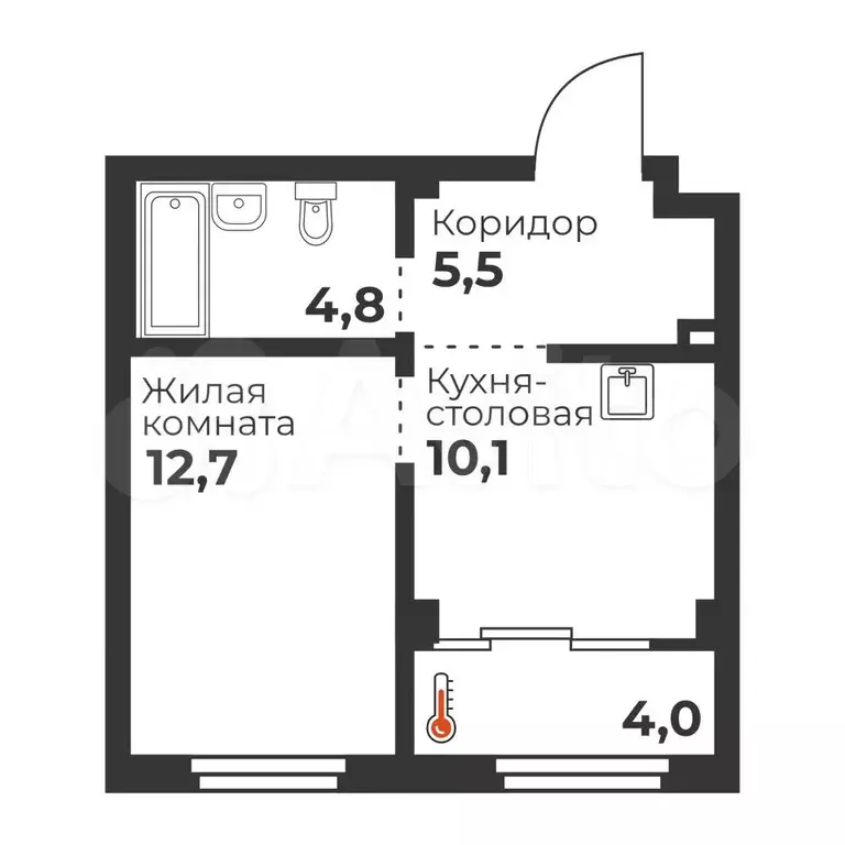 1-к. квартира, 33,1 м, 6/24 эт. - Фото 0